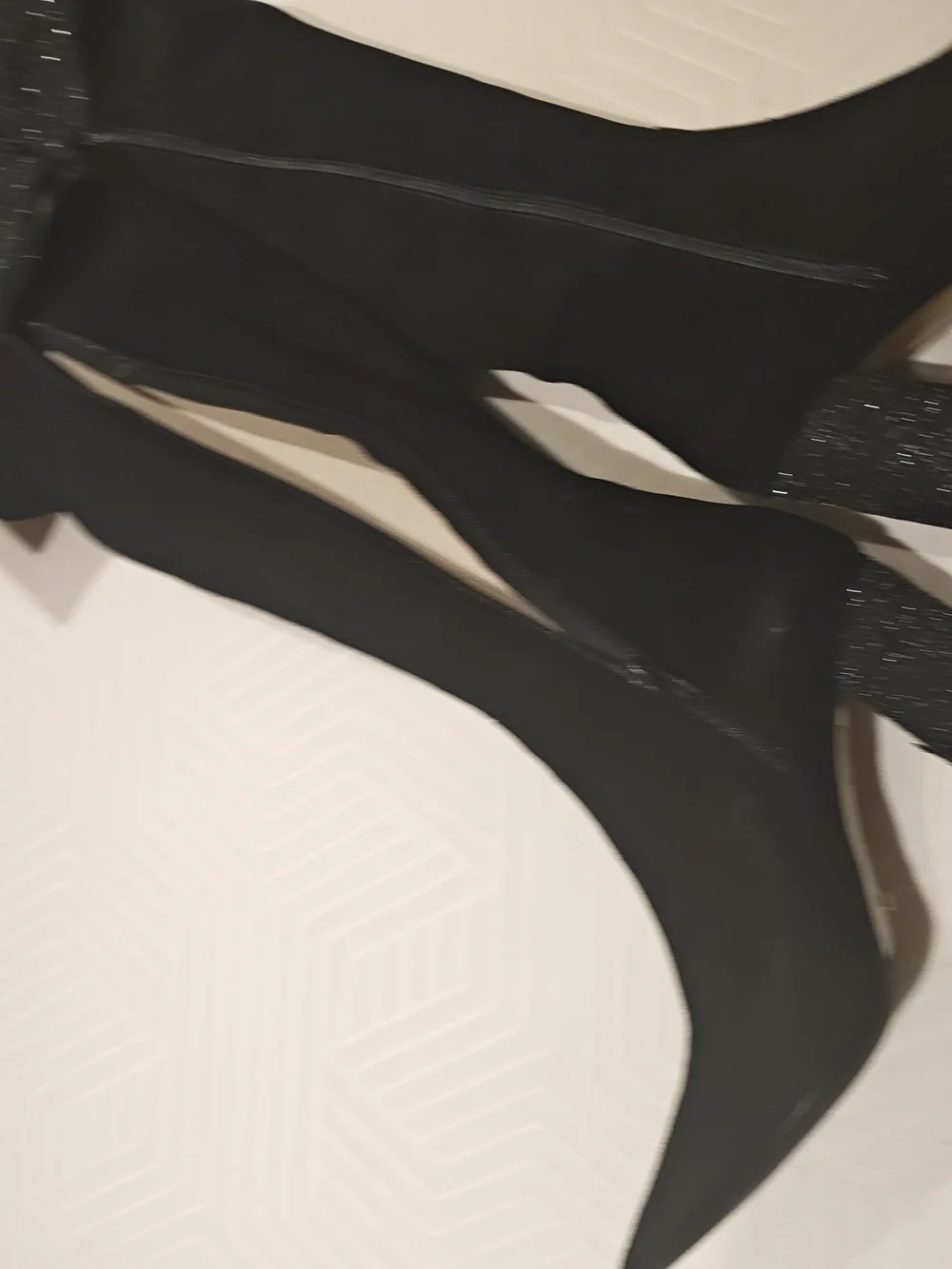 Black Glitter Cuff Over-the-Knee Block Heel Boots 39